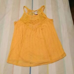 🌻3/$15 Preloved EUC American rag mustard Yellow lace detail tank top  camisole